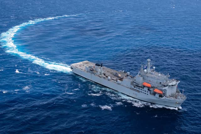 RFA Argus is off the coast of Honduras to support with disaster relief efforts following tropical storm Eta's landfall. Picture: Royal Navy