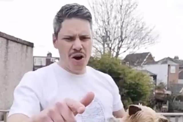 Landlord, Chris Vaux, and his pet dog, Lola, dance to classic Queen songs.