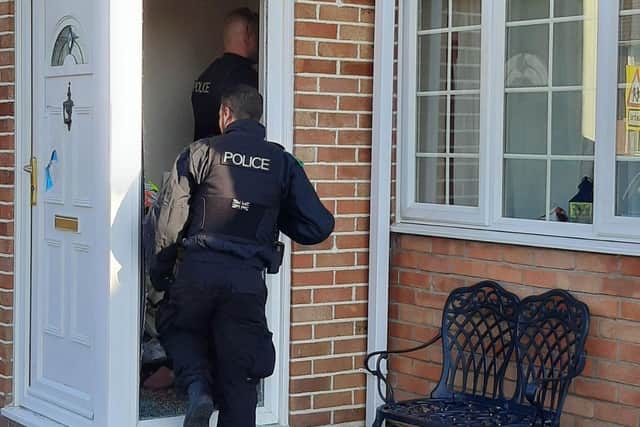 Police raided an address in the Bridgemary area of Gosport yesterday morning. Picture: Gosport Police.