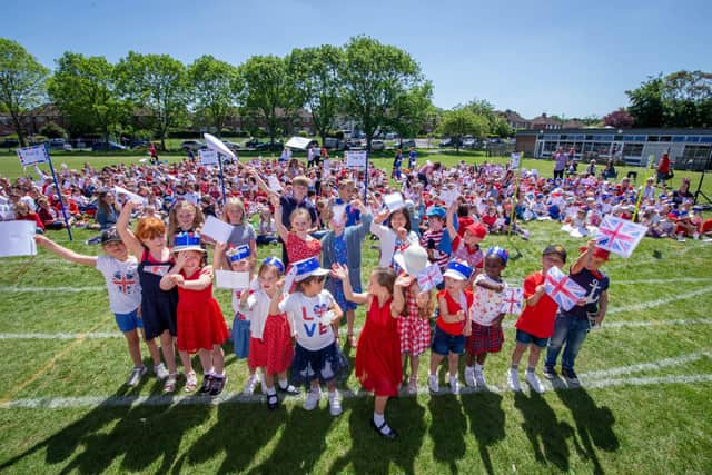 Schools across Portsmouth are holding Jubilee parties on Friday 27th May 2022
Pictured: Pupils of Horndean Infant School, Horndean singing the national anthem
Picture: Habibur Rahman