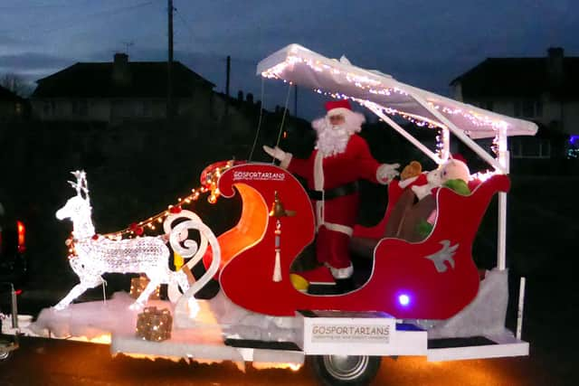 The Gosportarians and Malcolm Dent in the Christmas Sleigh in 2019.