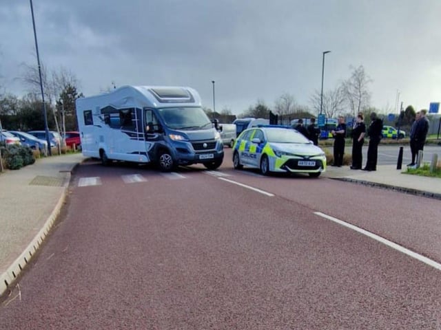 There is a large police presence at the Portsmouth Park & Ride in Tiper Lane near the M275, with reports of travellers forming up in the area.