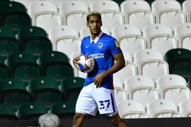 Haji Mnoga makes his full Pompey Football League debut against Crewe this afternoon. Picture: Graham Hunt/ProSportsImages