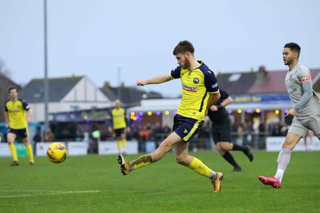 Gosport Borough midfielder Harvey Rew has been handed a three-match suspension. Picture: Chris Moorhouse