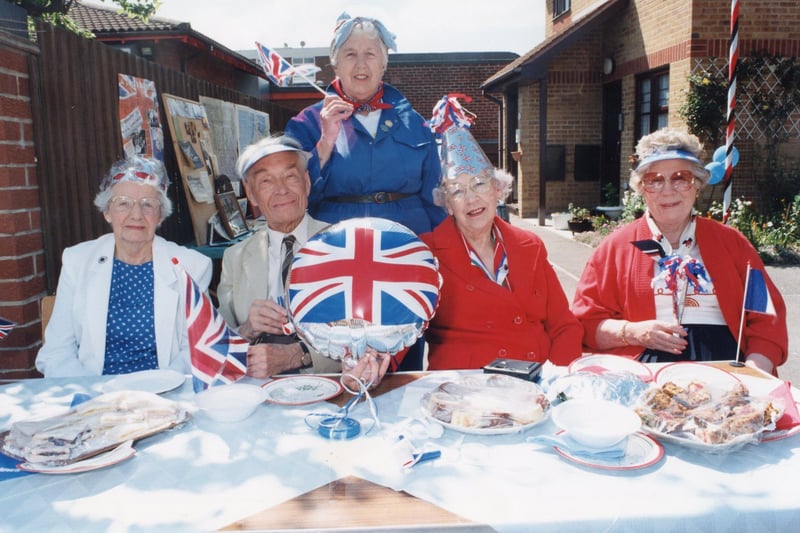 Street party at Postern Close, Fareham in May 1995 celebrating 50 years since VE Day