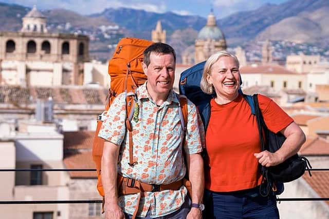 Mark and Margo cared for Mark's wife Julia - Margo's sister - through a long illness. Now they are on a Race Across the World together in a bid to get to know each other better. (Picture: BBC/Studio Lambert)