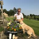 Former Pompey player Dave Thomas with his guide dog Hannah. Dave is registered blind