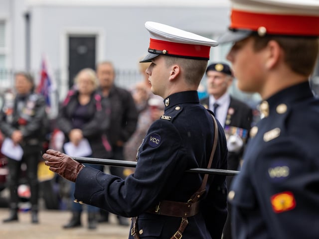 Royal Marines cadets at the Falklands Memorial Service at Old Portsmouth.