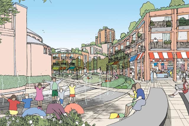An artist's impression of what a new public square near St Agatha's Church on the former Tricorn site could look like Picture: Portsmouth City Council