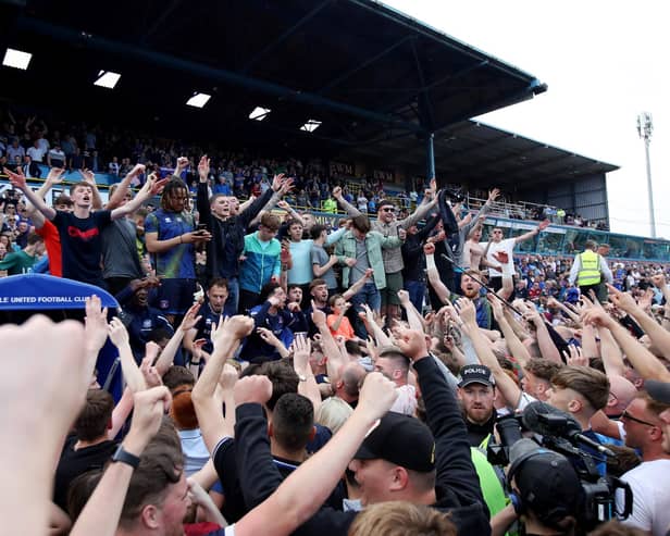 Carlisle United fans celebrated their League Two play-off semi-final win against Bradford City last season with a pitch invasion