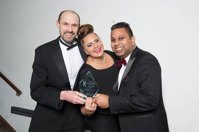 Winners for Leisure, Retail & Tourism Business of the Year 2020 - New Place Hotel,
Matthew Bolland, Sarah Lander and Norman Cardoso.
Picture: Habibur Rahman
