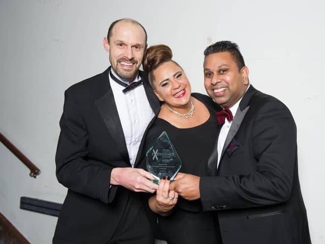 Winners for Leisure, Retail & Tourism Business of the Year 2020 - New Place Hotel, 
Matthew Bolland, Sarah Lander and Norman Cardoso.

Picture: Habibur Rahman