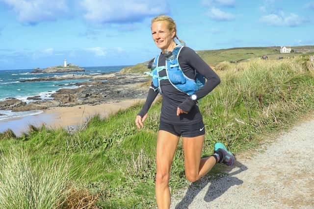 Julia Davis on her way to winning the women's race in the Coast Ultra Xtreme 80-mile event in Cornwall.