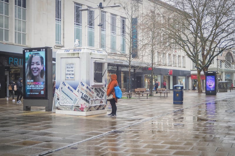 Even before lockdown - as shown by this picture taken on March 20, 2020 in Commercial Road - shoppers were abandoning high streets