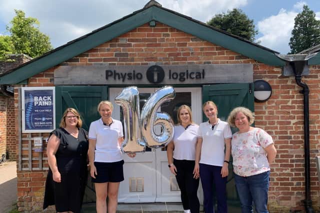 Physio-logical Team, left Kate Wilkins, Natalie March, Hannah Meaden, Josie Blagbrough, Becky Cole