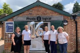 Physio-logical Team, left Kate Wilkins, Natalie March, Hannah Meaden, Josie Blagbrough, Becky Cole