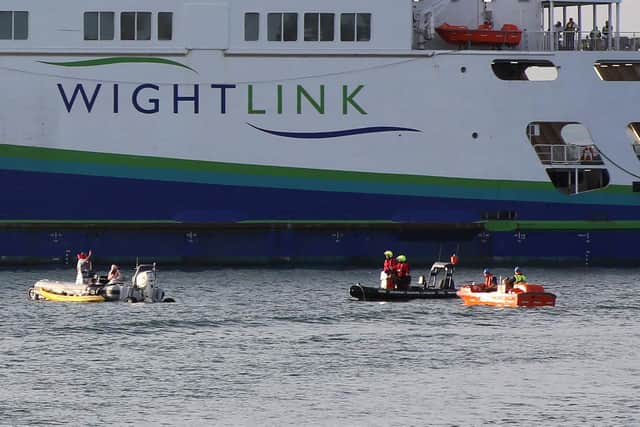 Victoria of Wight diverts to help rib caught in underwater llobster pots off Ryde Pier. Picture: Graham Reading