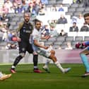 Connor Ogilvie opened the scoring against MK Dons on 14 minutes with a controlled volley from Sean Raggett's cross. Picture: Jason Brown/ProSportsImages