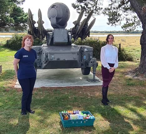 Tara Bellinger, community champion at the Tesco Fratton Park Extra store, with Leanne Gallagher-Costello who runs the Lonely Soldier initiative