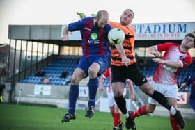 Tom Jeffes headed the winner as US Portsmouth came from behind to beat Hythe & Dibden. Picture: Nathan Lipsham