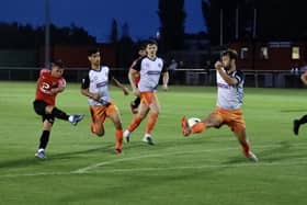 Fareham Town fire in a shot on goal during last night's win over Alton. Picture by Ken Walker