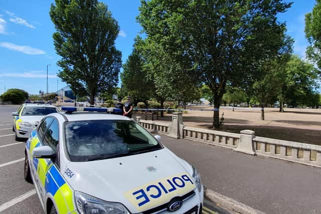 Police have taped off an area of Southsea Common off Clarence Parade near Ladies Mile on August 4 2020. Picture: Habibur Rahman