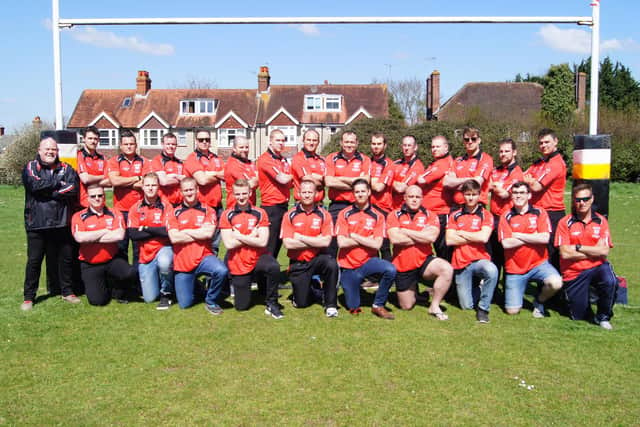 The Fareham Heathens squad that won the 2014/15 Hampshire Plate, beating Chineham in the final.