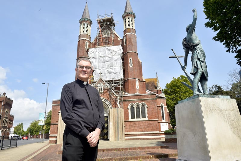 Runners will next pass their second Cathedral of the route - St John's Roman Catholic Cathedral in Bishop Crispian Way.

Pictured is: The Dean of the Cathedral Father James McAuley.

Picture: Sarah Standing