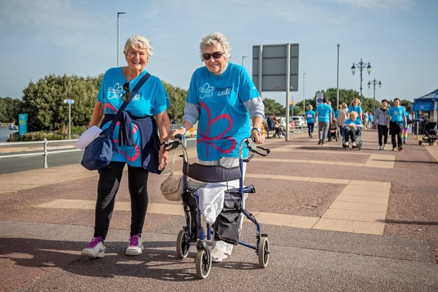 Geraldine Poulter (79) and Lois Earl (92) walking the seafront in memory of their mother.
 Picture: Mike Cooter