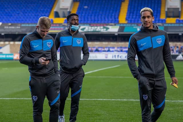 Andy Cannon, Jordy Hiwula and Haji Mnoga on the Portman Road pitch