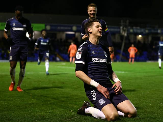 Greg Halford celebrates scoring on his debut for Southend - after being without a club for one-and-a-half years. Picture: Jacques Feeney/Getty Images