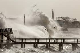 Huge waves caused by Storm Eunice. Picture: Tony Hicks