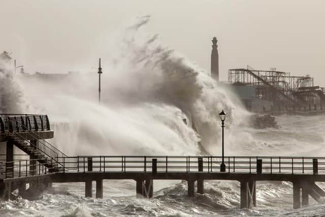 Huge waves caused by Storm Eunice. Picture: Tony Hicks