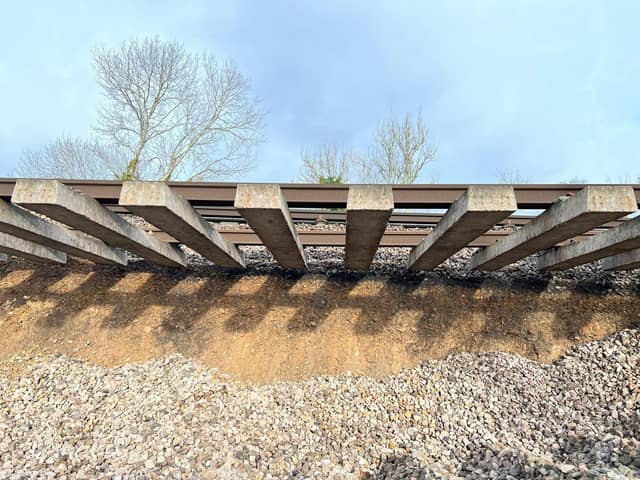 A 44-metre landslip which happened on the embankment to the northeast of Hook station in Hampshire on the line from London to Basingstoke. Photo credit should read: Network Rail/PA Wire