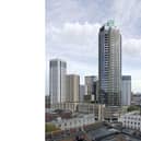 A CGI image of a 38-storey tower planned for the former Debenhams in Portsmouth City Centre