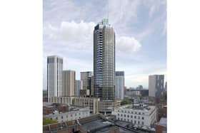 A CGI image of a 38-storey tower planned for the former Debenhams in Portsmouth City Centre