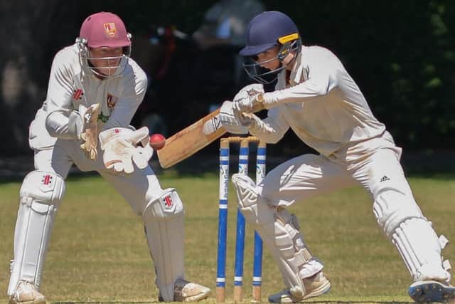 Havant's teenage batter Ben Feeney on his way to a second SPL half-century against South Wilts in eight days. Picture by Martyn White