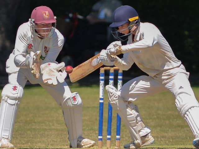 Havant's teenage batter Ben Feeney on his way to a second SPL half-century against South Wilts in eight days. Picture by Martyn White