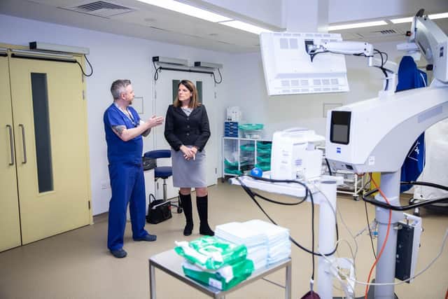 Caroline Nokes MP has a tour of Optegra Eye Hospital Hampshire with Clinic Lead Rob House