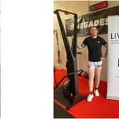 Dan Fallon pictured next to the SkiErg machine on the opening day of his 11-day marathon bid.