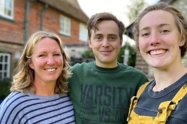 Nicola Purdy with her son Ethan Purdy and her daughter Erin Collins.