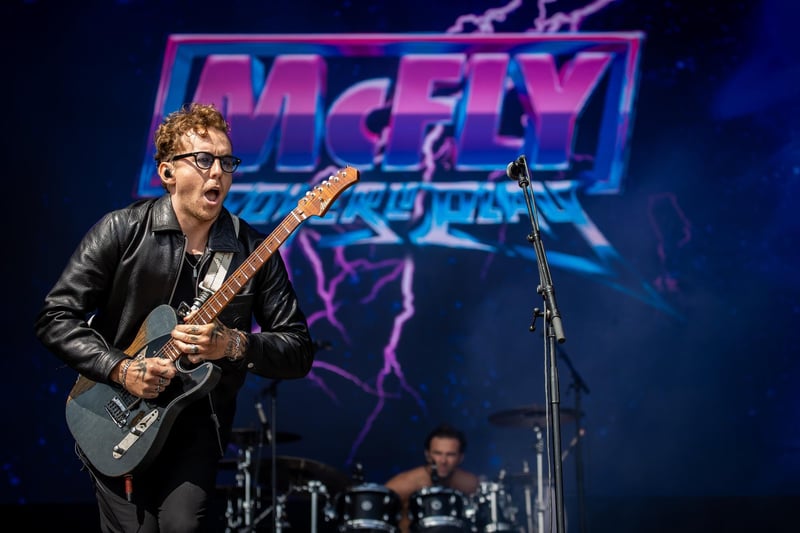 McFly were the surprise artist to perform on the Castle Stage on Saturday afternoon to a packed crowd.
Pictured - McFly
Photos by Alex Shute