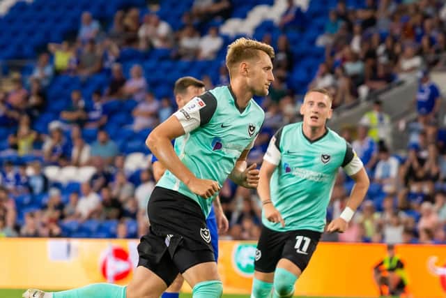 Joe Pigott is delighted to open his Pompey account.
