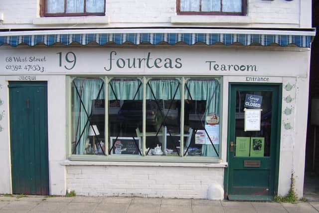 Wartime character Mr. Chad has appeared on 19 Fourteas tea room in Havant while it is closed