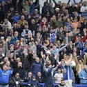 The Fratton faithful celebrate Conor Shaughnessy's injury-time winner