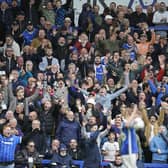 The Fratton faithful celebrate Conor Shaughnessy's injury-time winner