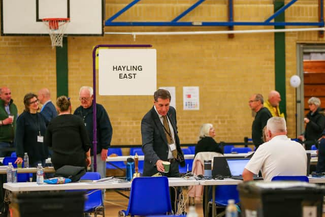 Havant Borough Council election count, Horizon Leisure Centre, Civic Centre Road, Havant
Picture: Chris  Moorhouse (030524-05)