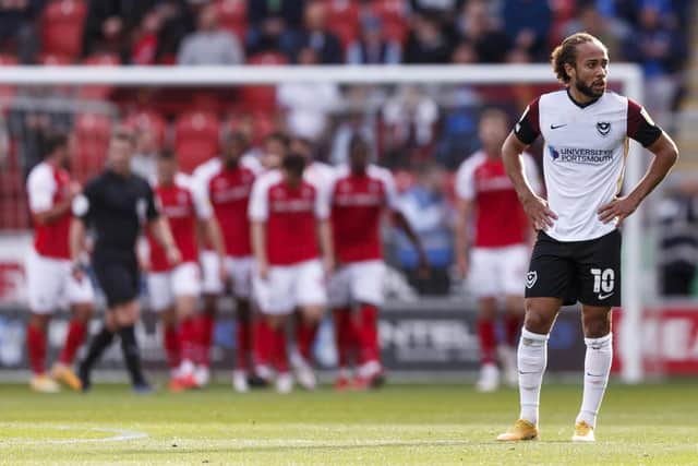 Marcus Harness looks dejected after Michael Smith opened the scoring for Rotherham on 29 minutes.  Picture: Daniel Chesterton/phcimages.com