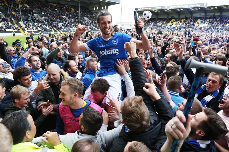 Jamal Lowe came off the bench to score twice in the final 13 minutes at Meadow Lane - and fire Pompey to promotion from League Two. Euphoric Blues followers invaded the pitch at the final whistle and later the team joins supporters in the Victory Lounge at Fratton Park to continue celebrations. Picture: Joe Pepler