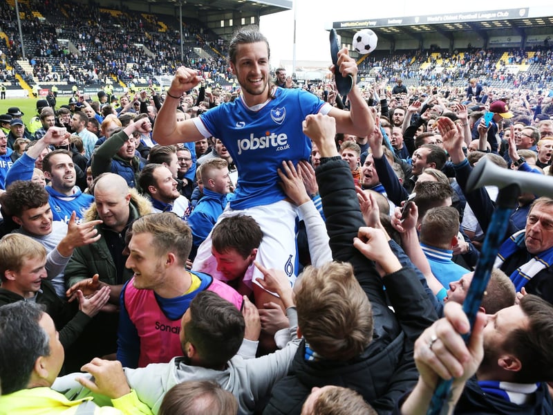 Jamal Lowe came off the bench to score twice in the final 13 minutes at Meadow Lane - and fire Pompey to promotion from League Two. Euphoric Blues followers invaded the pitch at the final whistle and later the team joins supporters in the Victory Lounge at Fratton Park to continue celebrations. Picture: Joe Pepler